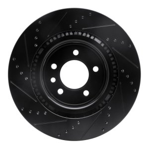 Land Rover LR3 Brake Rotor (1) - Front Right - R1 Concepts - Drilled & Slotted - Black - `05-`09